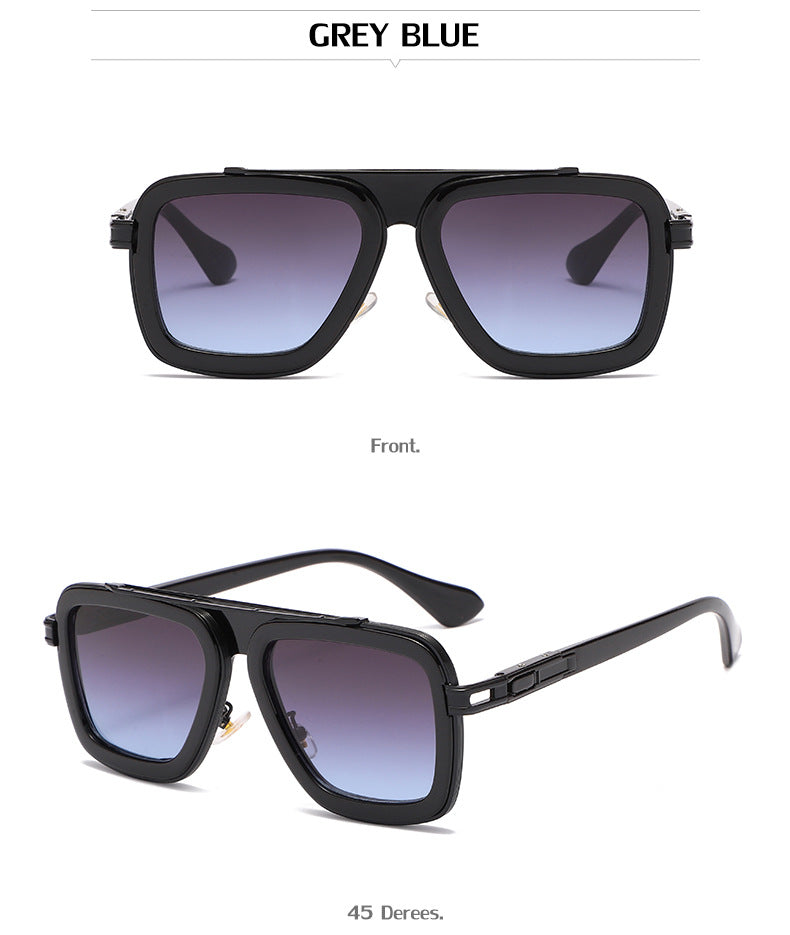 European and American Retro Square Frame Sunglasses for Men, Trendy European and American Punk Style, Internet Celebrity Same Style Sunglasses for Women ins Wind shades