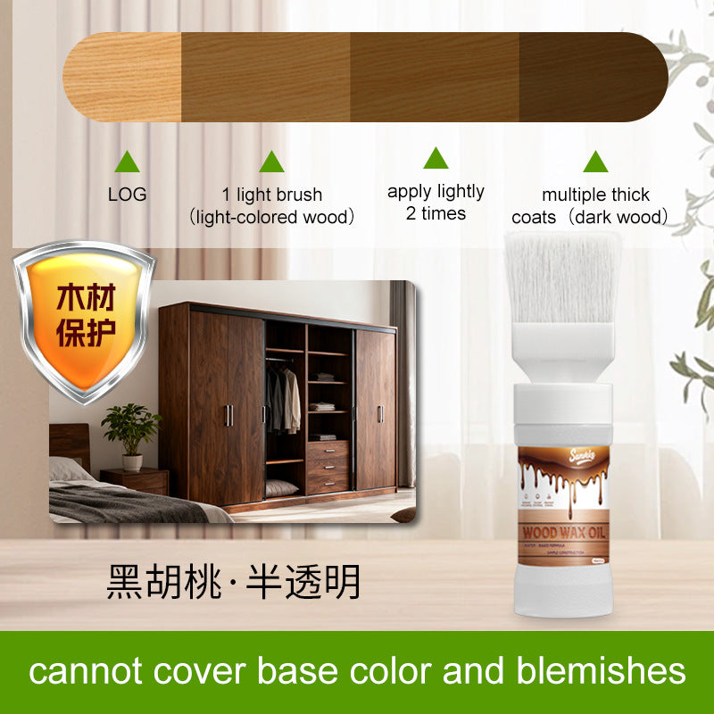 New Furniture Renovation Care Semi-Transparent Water-Based Wood Wax Oil with Brush Multi-Color Wood Protection Coating