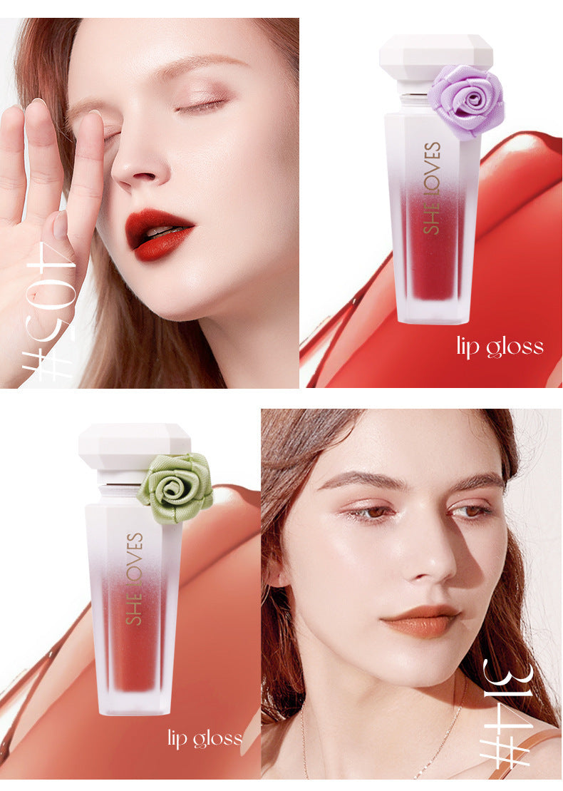 Europe and America SHELOVES Rose Matte Lip Glaze Long-lasting Non-stick Cup Non-fading Genuine Lip Gloss Makeup Wholesale