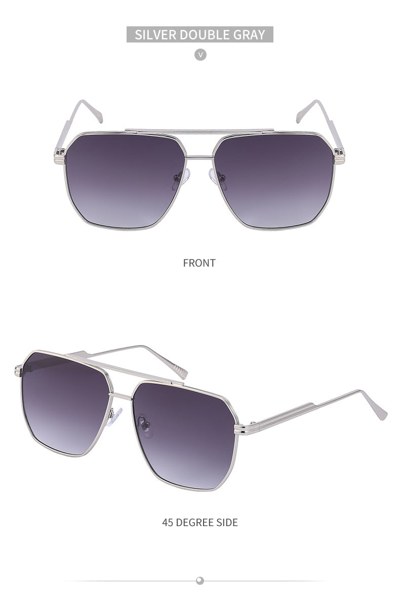 Men's Retro Double Bridge Sunglasses shades Europe and America ins Large Frame Sunglasses for Men Trendy Outdoor Cycling Glasses Wholesale