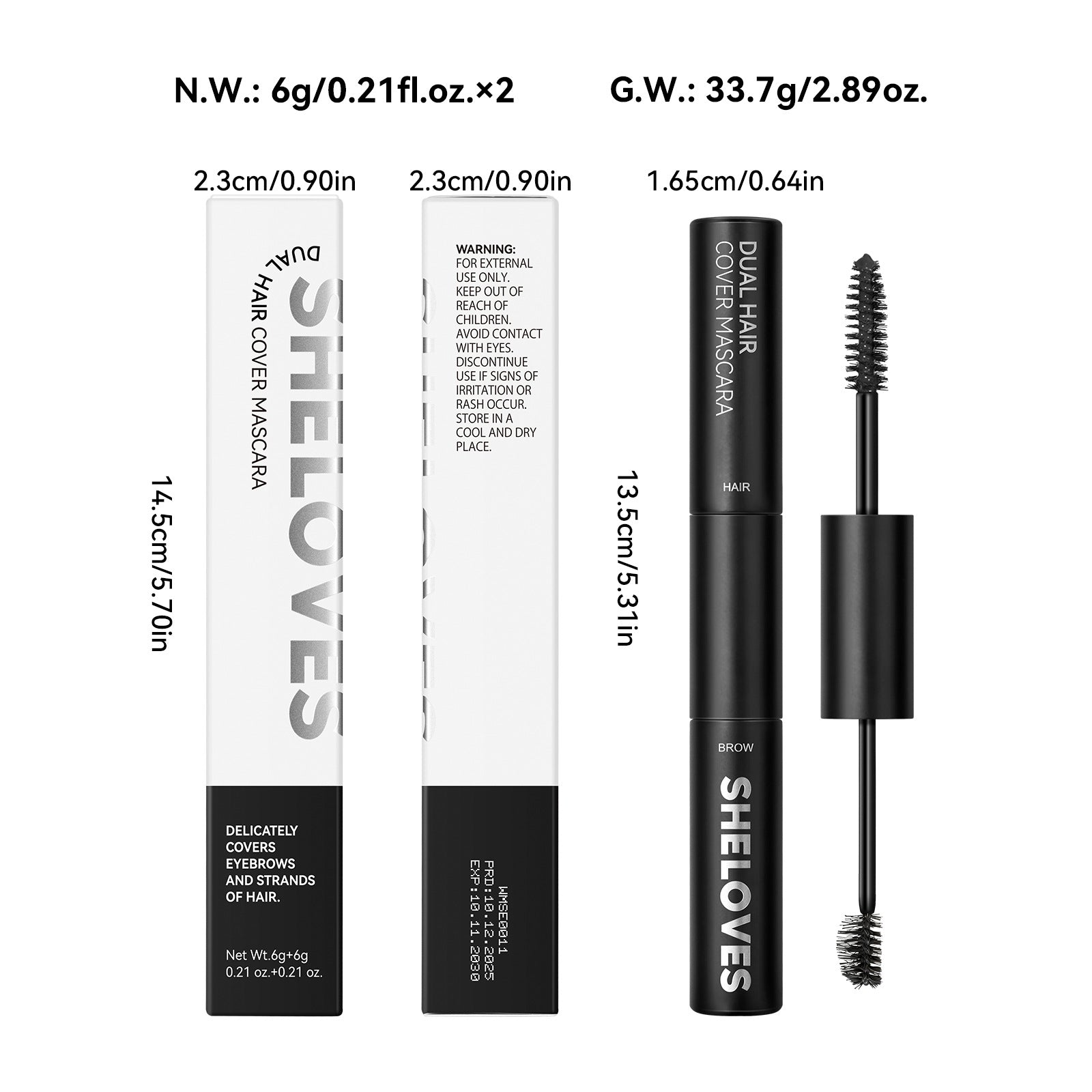 sheloves Eyebrow and Hair Dual-use Styling Stick White Hair Covering Magic Waterproof Non-Fading Disposable Hair Dye Pen