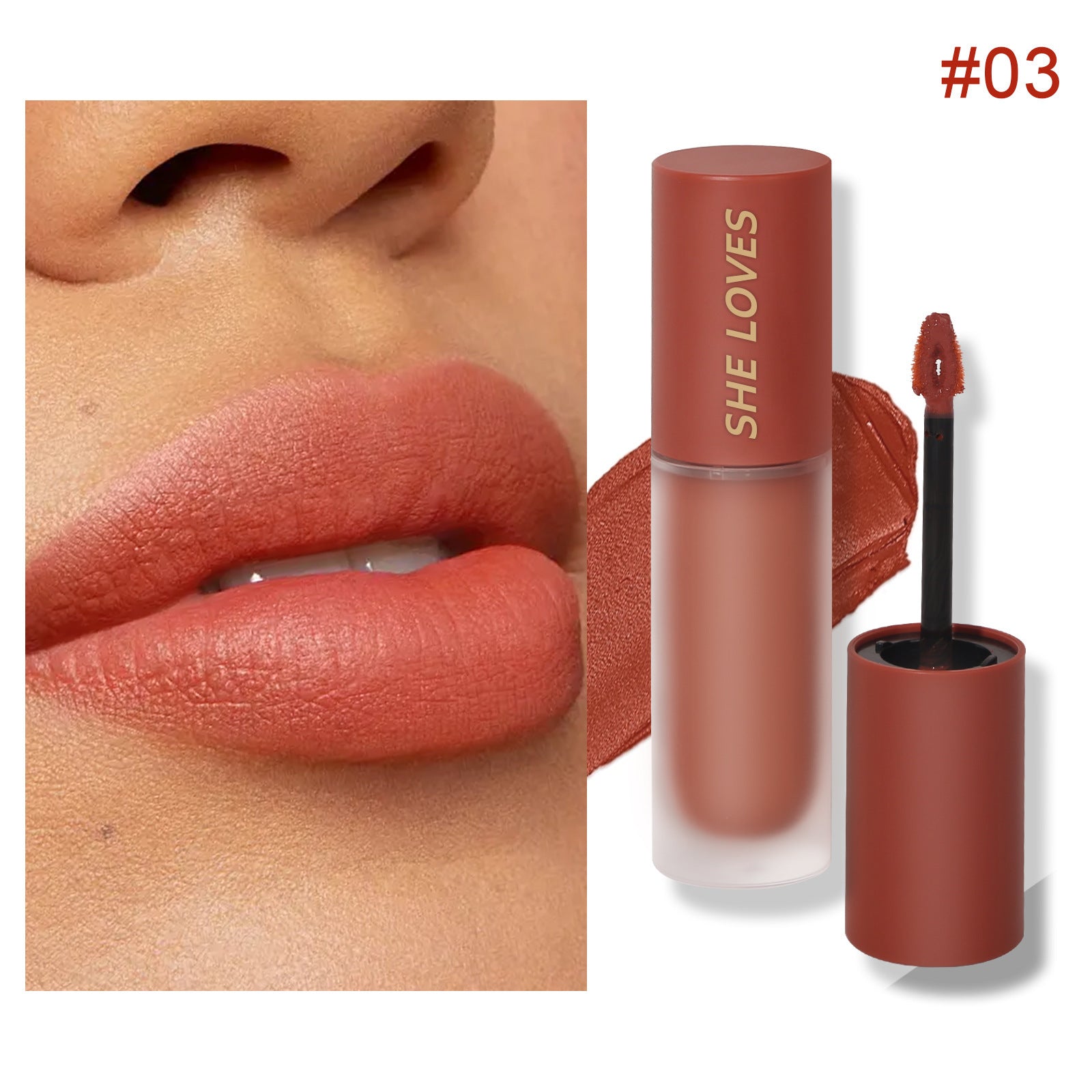 SHELOVES Light Mist Matte Lip Gloss10Color Non-Stick Cup Matte Lip Mud Liquid Lipstick