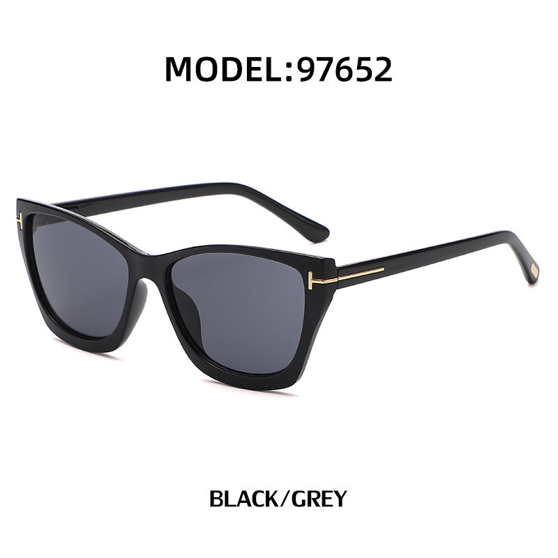 Vintage T Cat Eye Sunglasses for Women Fashionable High-End Sunglasses Trendy ins Street Style Full Frame Sun Protection Glasses shades