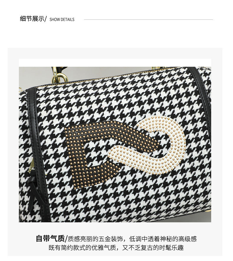 New European and American Trendy Fashion Simple Personality Elegant Versatile Plaid Single Shoulder Handbag Crossbody Women's Bag