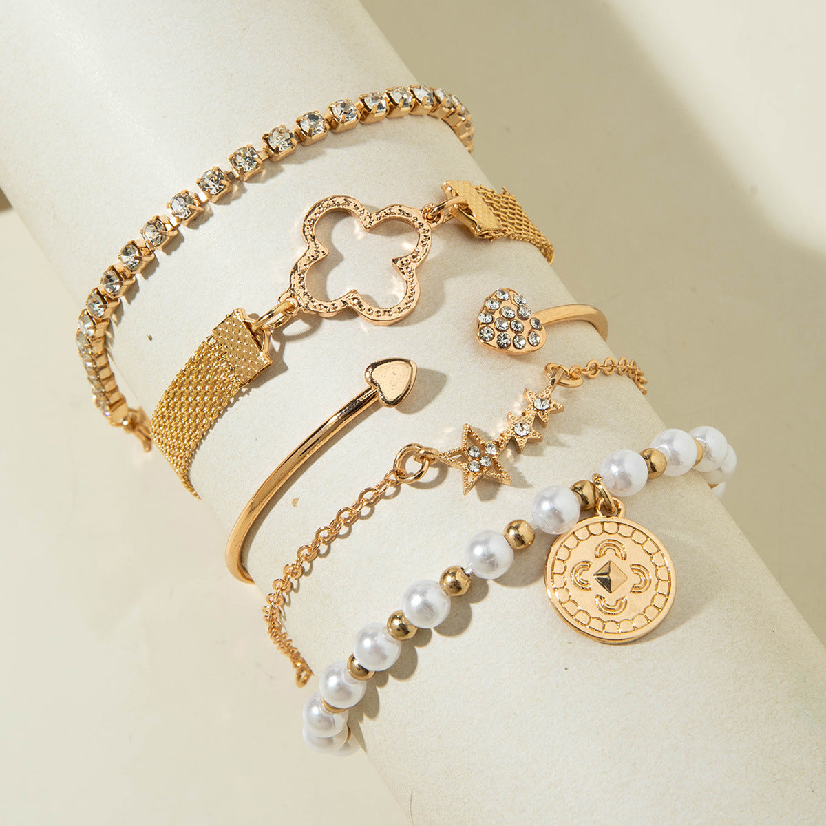 European and American Jewelry High-End Imitation Crystal Butterfly Bracelet Set Fashion Inlaid Diamond Heart Bracelet Wholesale