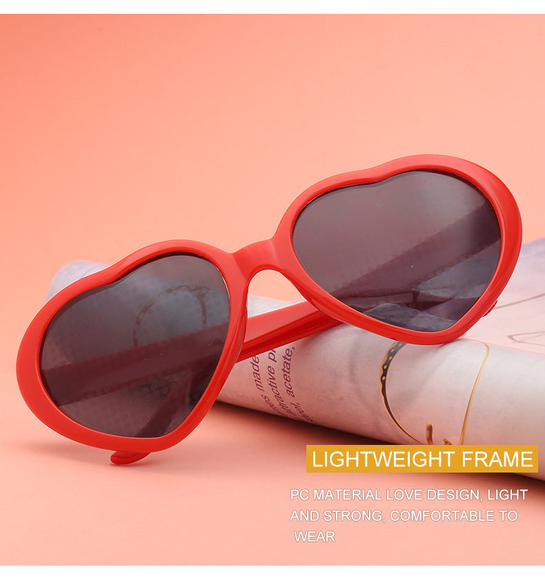 Light Changing Heart Romantic Glasses Night Internet Celebrity Same Style Sunglasses Trendy Heart Sunglasses Stage Performance