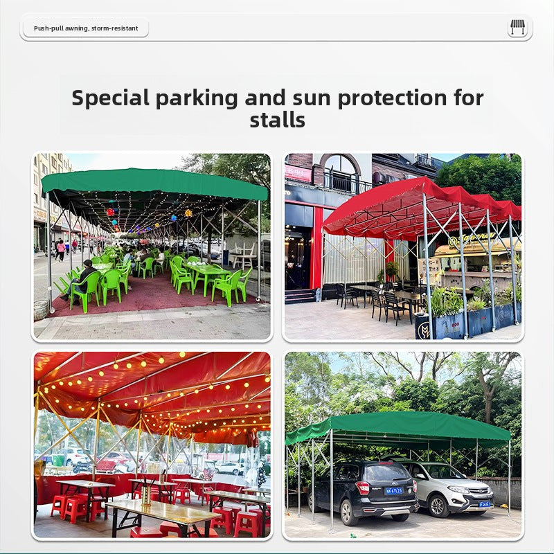Outdoor Mobile Tent Activity Canopy Large Warehouse Push-Pull Shed Retractable Folding Sunshade Tent Night Market Stall Rain Shelter