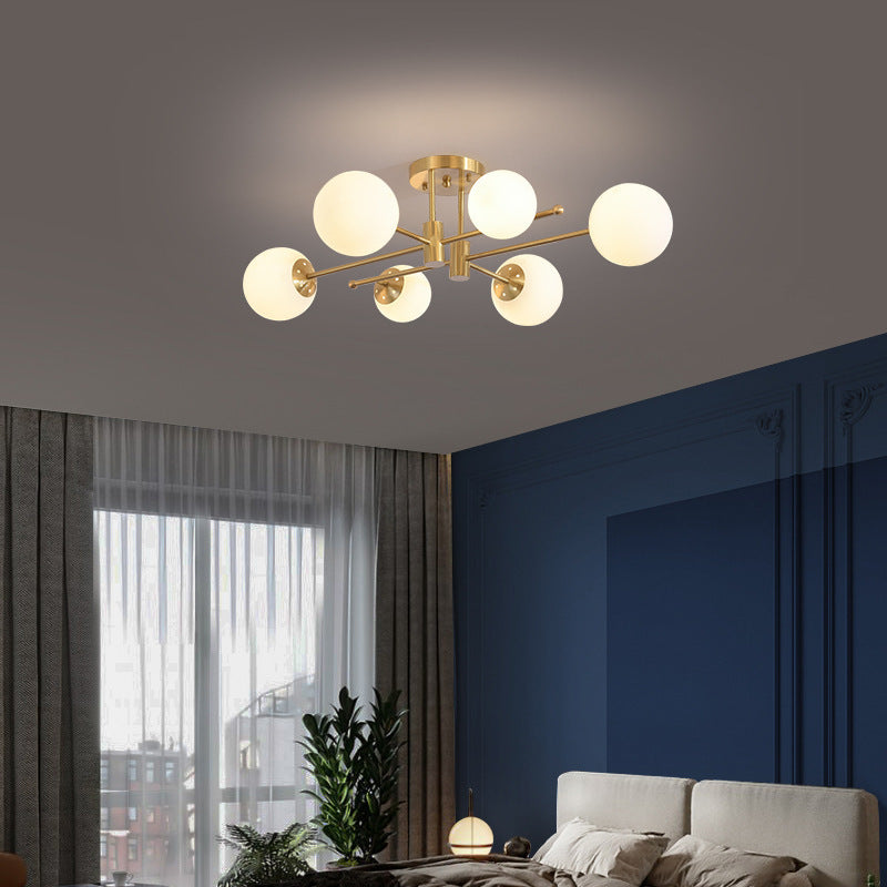 All-Copper Ceiling Light Nordic Creative Lighting Living Room Light Master Bedroom Ceiling Light Post-Modern Minimalist Dining Room Light