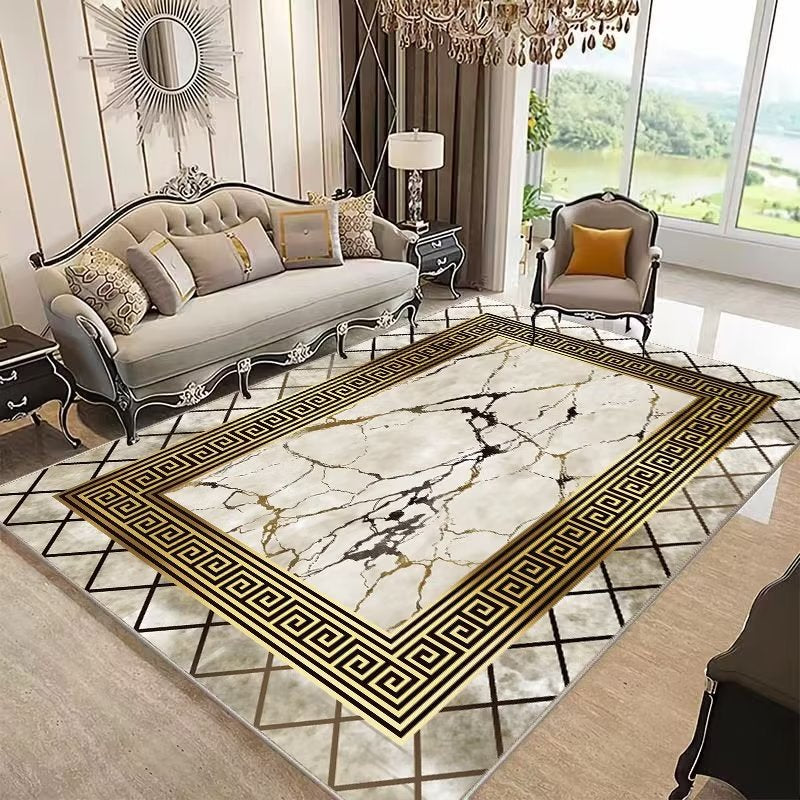 Light Luxury Living Room Carpet Modern Bedroom Full Geometric Carpet Home Simple Line Stain-Resistant Sofa Cushion