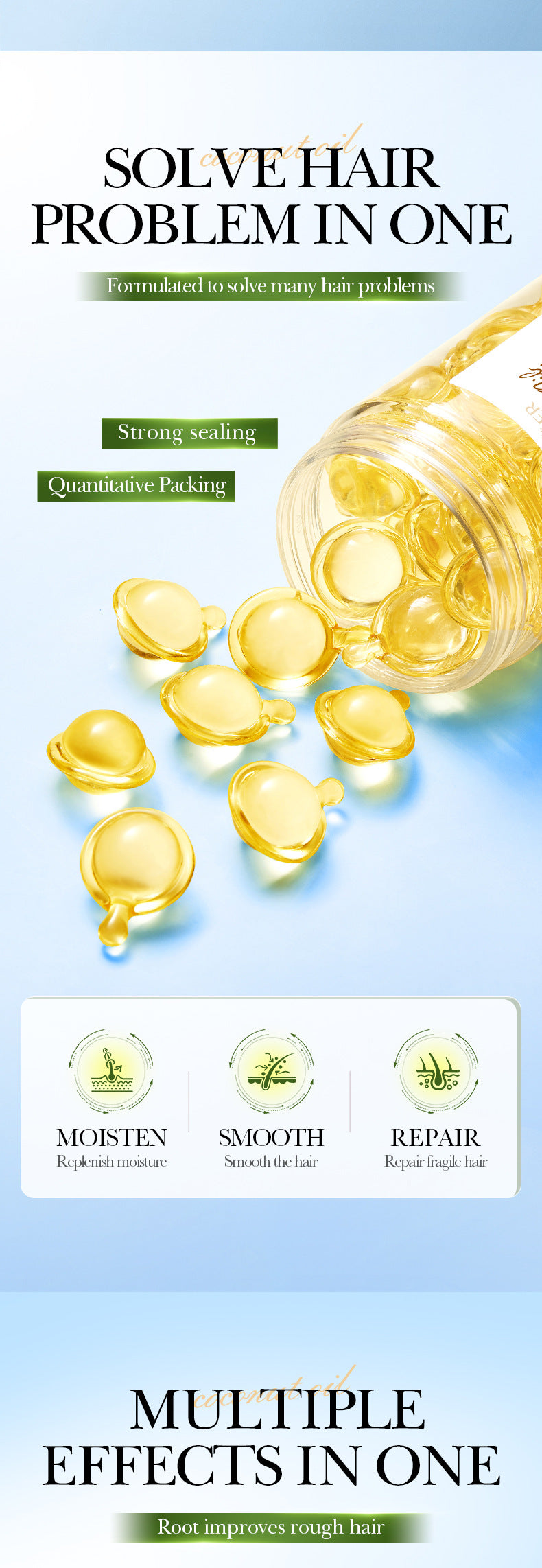 Coconut Oil Smooth Conditioner SADOER Nourishing and Smooth Hair Care Essential Oil Capsules  Wholesale