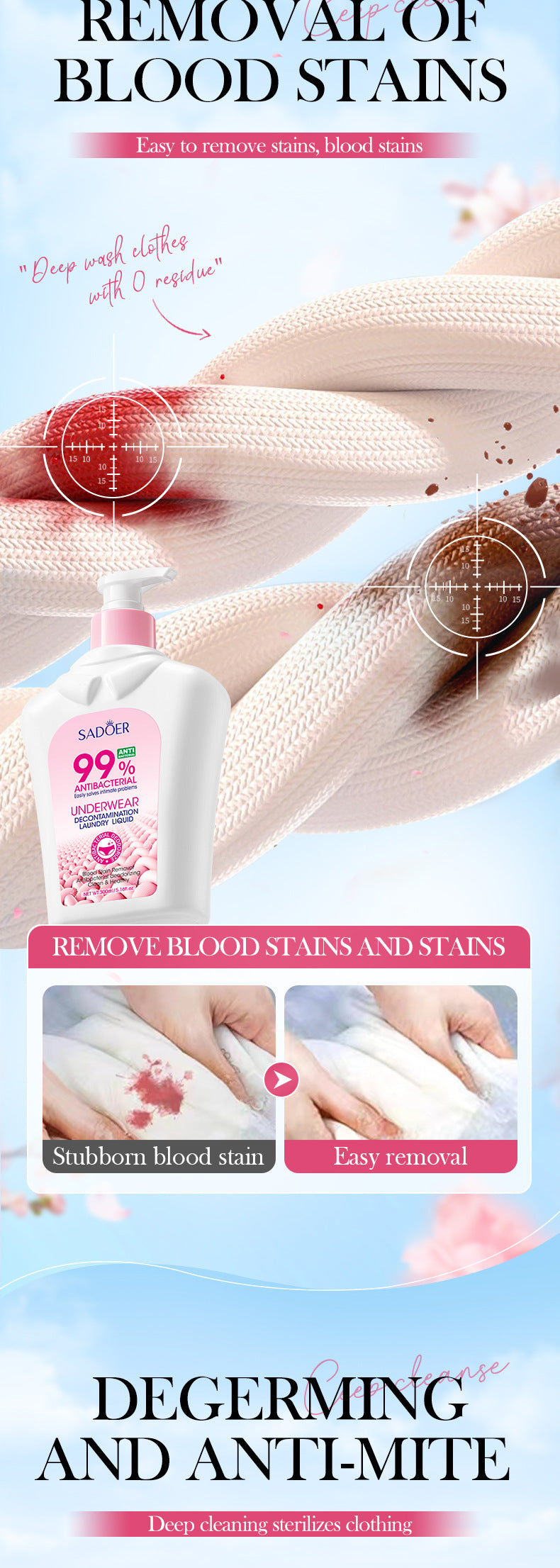 Antibacterial Stain Removal Underwear Laundry Detergent SADOER  foreign trade wholesale of laundry detergent for cleaning clothes
