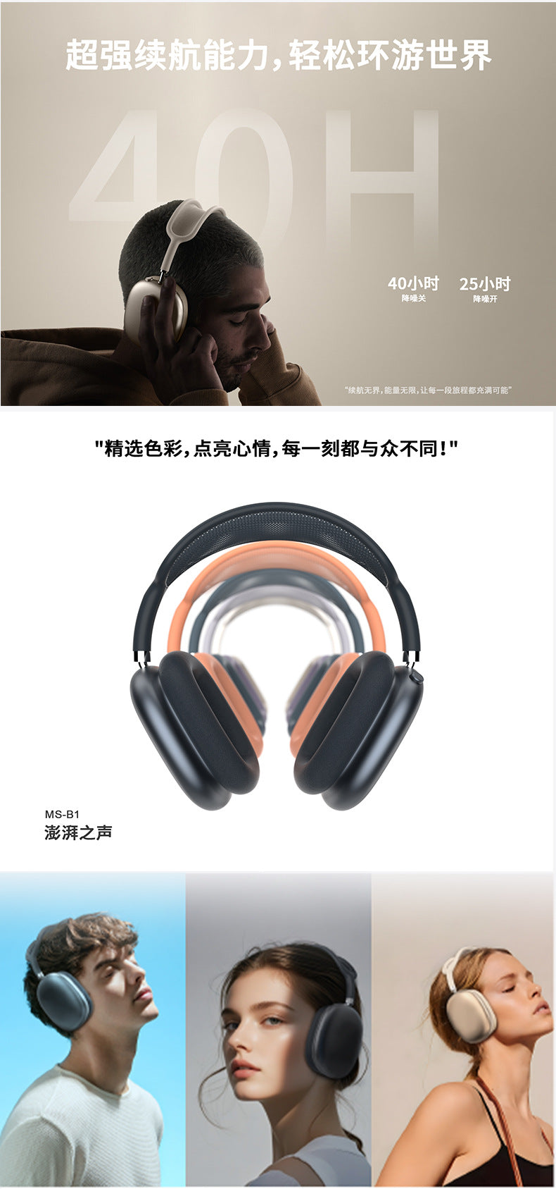 Headphones Wireless Bluetooth Compatible with Apple and Android Long Battery Life Low Latency Hot Sale Wholesale