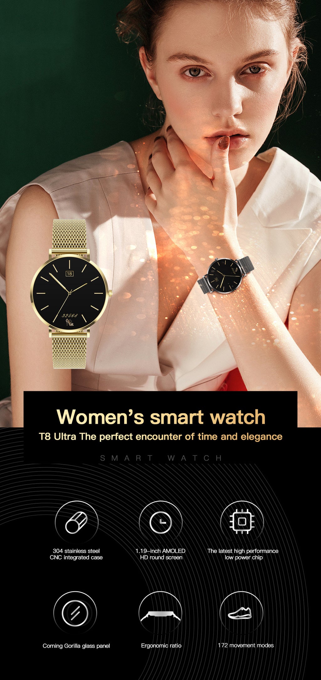 T8 Ultra Smart Watch Bluetooth Call Heart Rate Step Sleep Depth Waterproof Three-Proof Sports Women's Watch