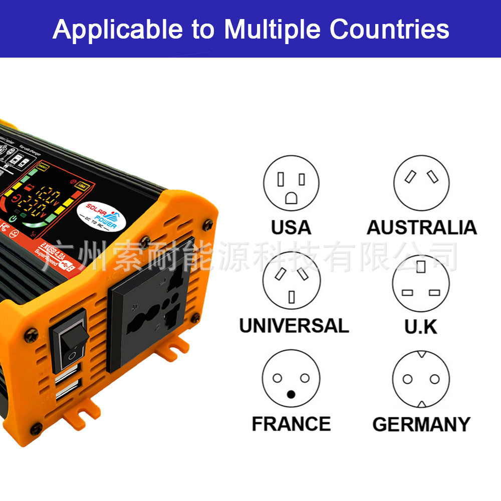 Export Car Inverter500W 12V Turn110V/220V Intelligent Digital Display Double USB inverter