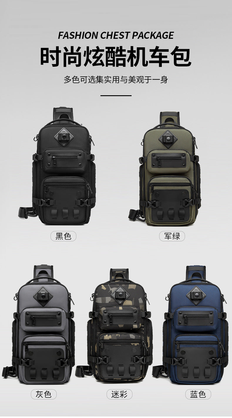 OZUKO Tactical Chest Bag Men's Crossbody Bag Shoulder Bag Men's Outdoor Sports Waterproof High-Quality Men's Bag