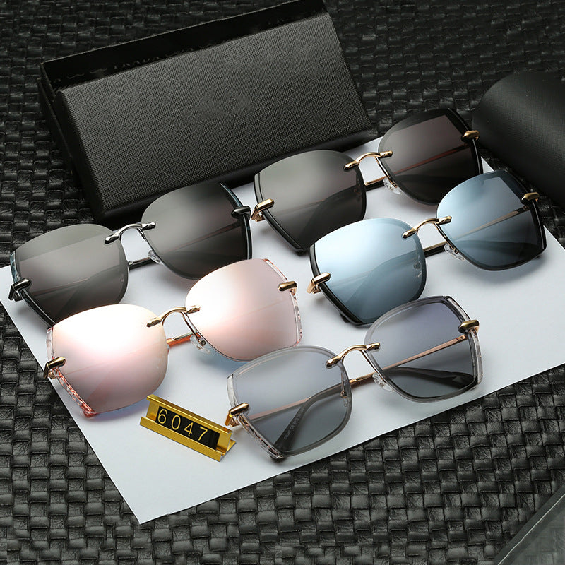 Polarized Driving Anti-Glare Sunglasses for Women Fashionable Internet Celebrity Style Frameless Sunglasses Trendy Korean Version Sunglasses
