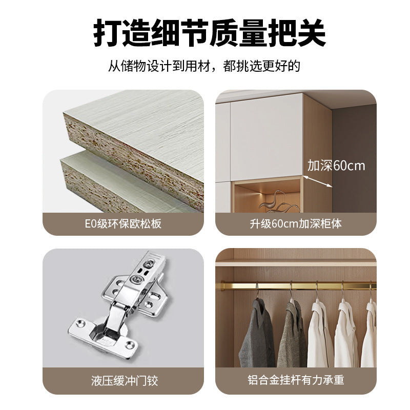 Wardrobe for Home Bedroom Modern Simple Double Door Economical Storage Cabinet for Rental Small Apartment Children's Wardrobe