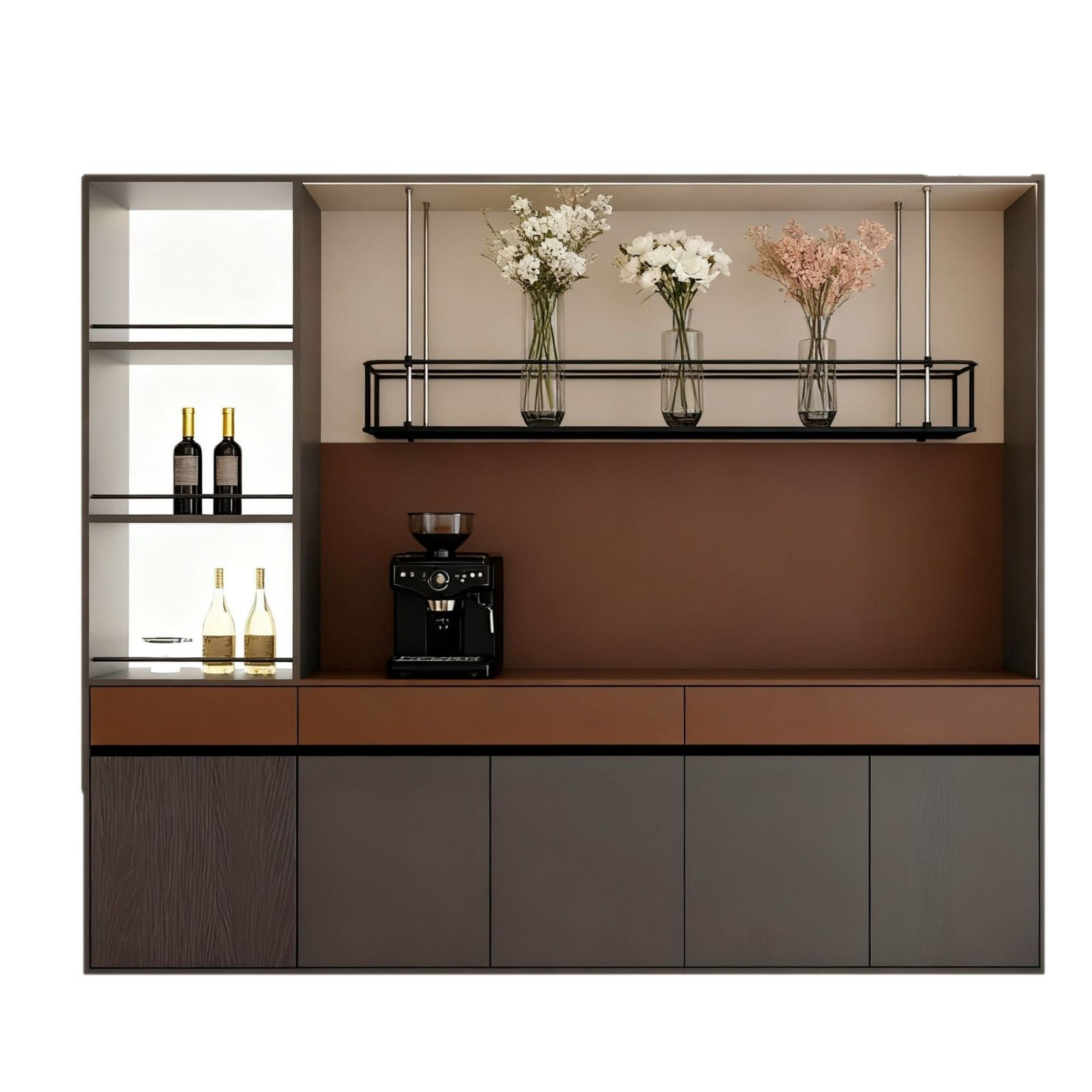 Foshan Whole House Aluminum Alloy Furniture Custom Modern Custom Simple Sideboard Kitchen Hanging Cabinet Wall Overall Renovation
