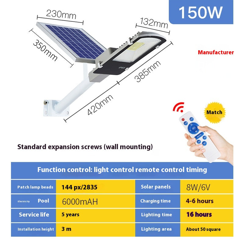 New 6m Countryside LED Solar Street Lights Waterproof Wall Lights for Garden Home Outdoor Explosion-Proof LED Lighting for Roads