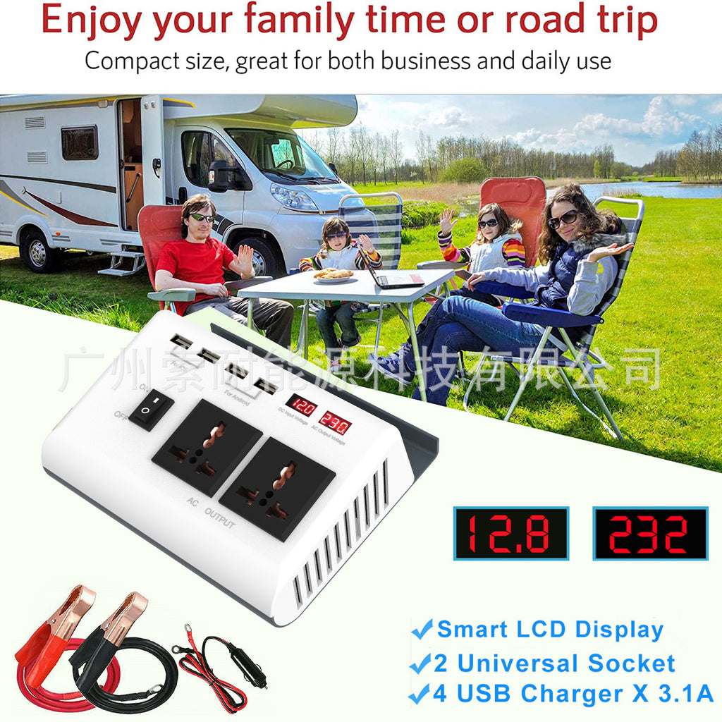 New Car Inverter300W 12V Turn220V 4USB Dual Voltage Display car inverter