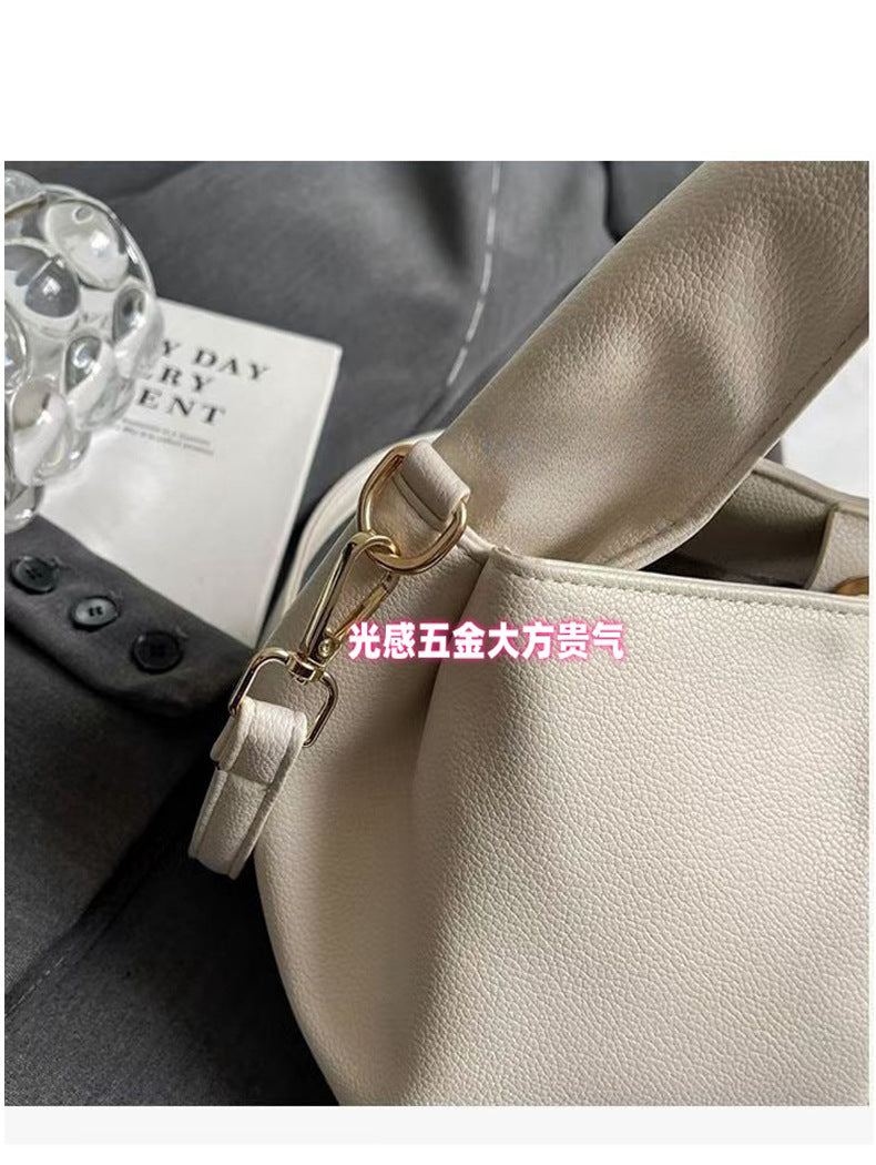 pole Cloud Handbag Genuine Leather Light Luxury French Niche Versatile Dumpling Bag European and American Retro High-Quality Texture Crossbody Bag