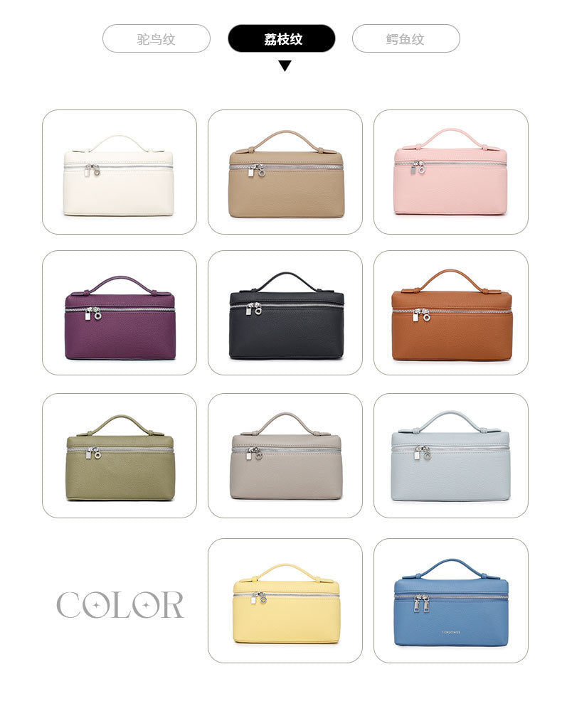 GIgi Same Style Women's Bag Niche Elegant Handheld Lunch Box Bag Women Simple Top Layer Cowhide Single Shoulder Crossbody Small Bag