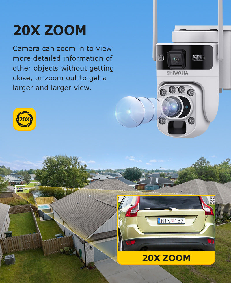 Factory direct sales20Optical Zoom Dual Lens Gun Ball Linkage Camera4G Hd600MP Solar Energy