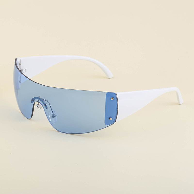 Women's trendy high-end windproof sunglasses Y2K Millennium Frameless Cycling Anti-UV Sunglasses Women's Wholesale