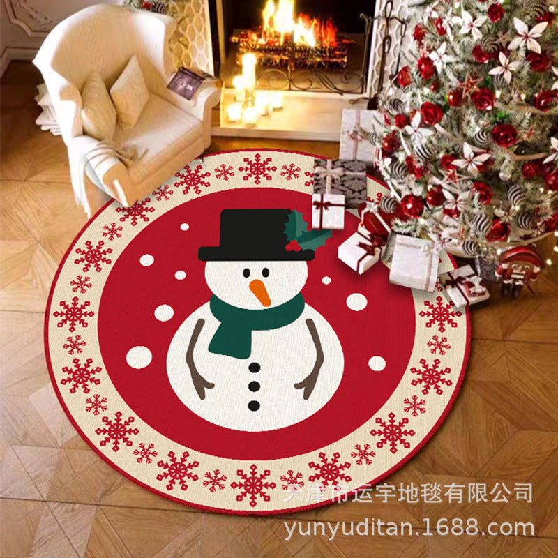 Christmas Carpet Round Living Room Mat Christmas Decoration Atmosphere Mat Christmas Tree Mat Labeling and Shipping