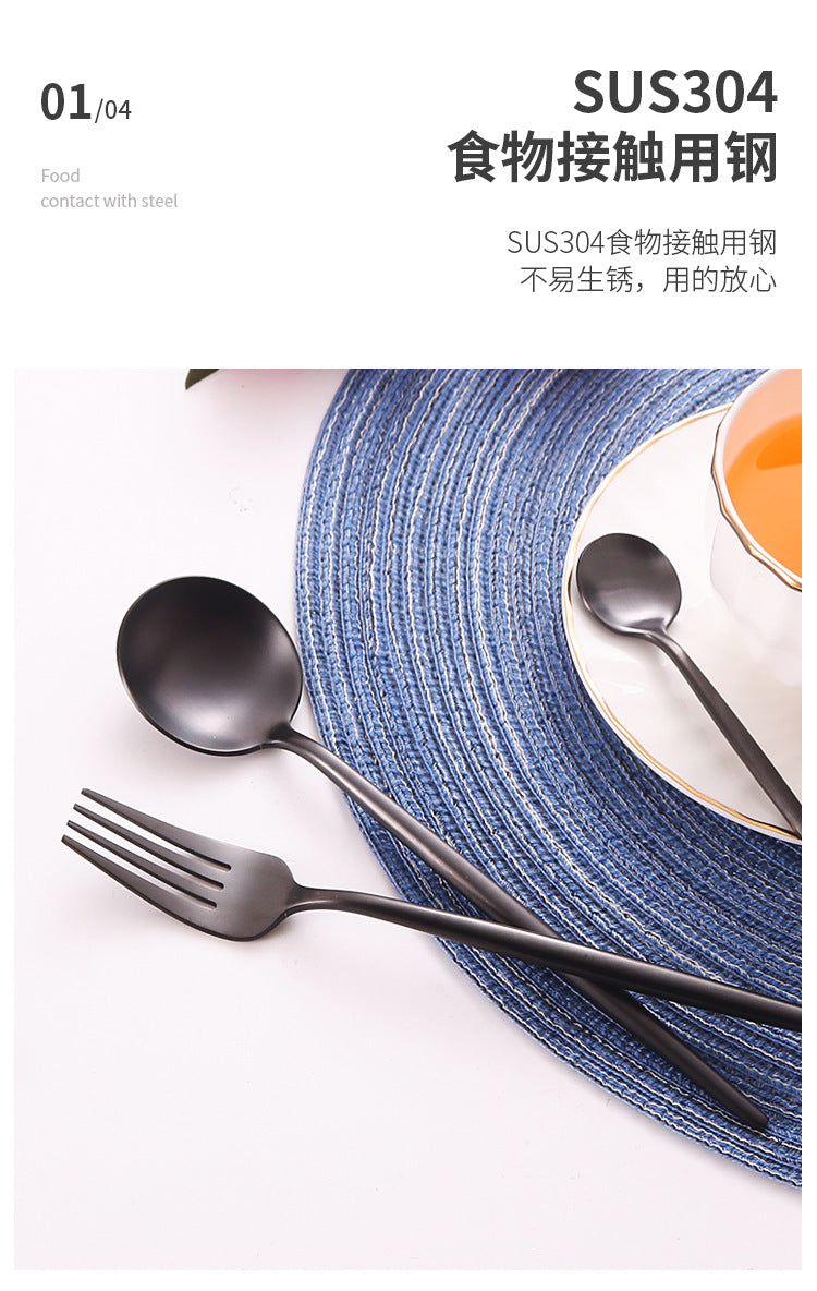 304Portuguese Full Series Western Cutlery Matte Retro Tableware Steak Knife Fork Spoon Dessert Knife Ice Spoon Set