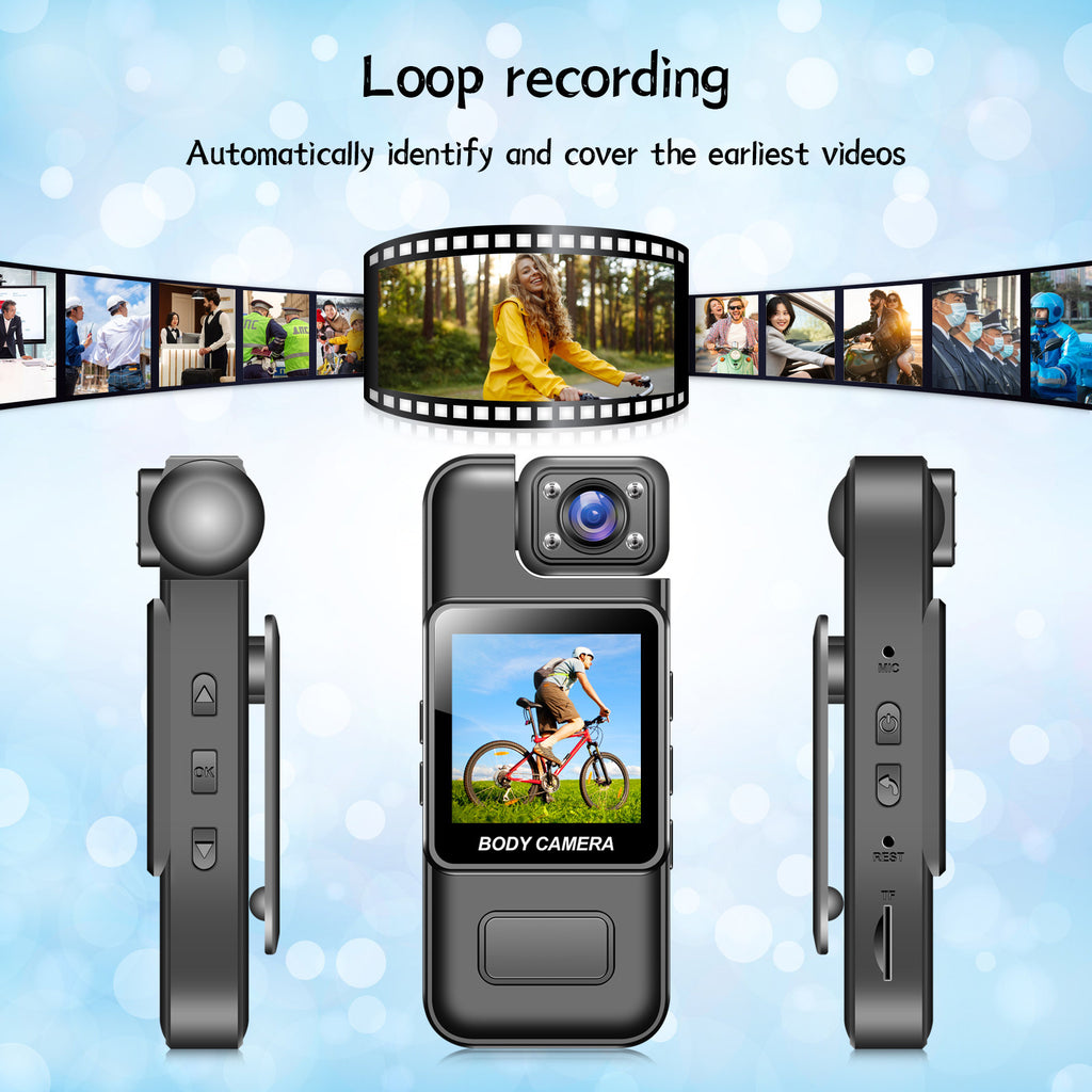Portable Pocket Camera with Screen, Pocket Camcorder with Back Clip, HD Infrared Night Vision Portable Law Enforcement Camera