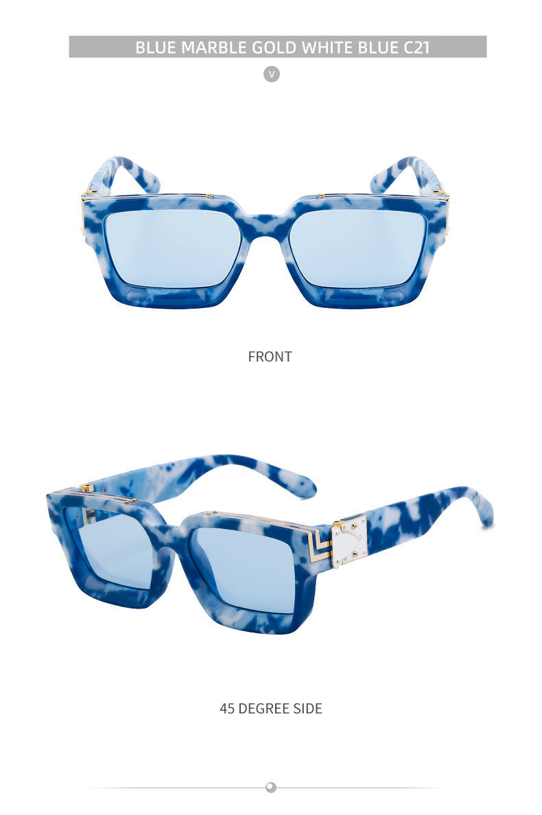 0k Billionaire Style Sunglasses Men Fashion Internet Celebrity Sunglasses Women High-end Glasses Square Frame Sunglasses