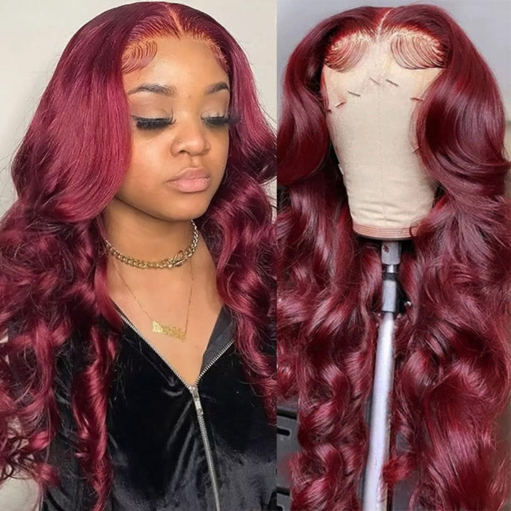 99J Front Lace Wig Big Waves Full Head Daily Women Long Curly Hair High Temperature Fiber Synthetic Wig Air Bangs