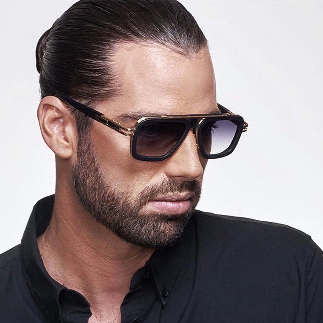European and American Retro Square Frame Sunglasses for Men, Trendy European and American Punk Style, Internet Celebrity Same Style Sunglasses for Women ins Wind shades