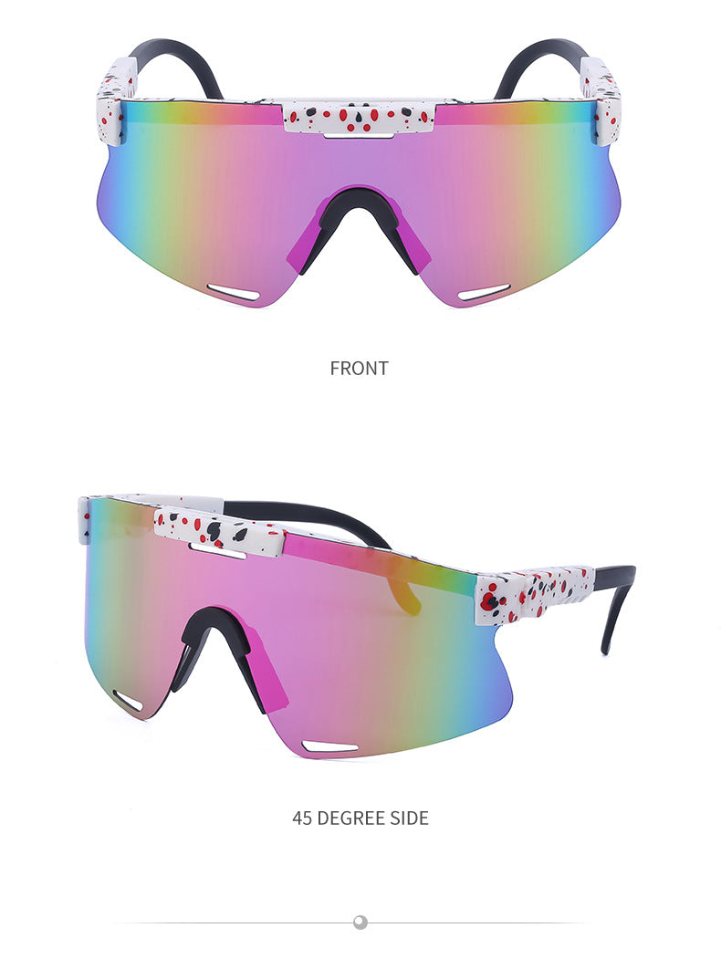 New European and American Style Colorful Outdoor Cycling Windproof Sunglasses for Men and Women Integrated Sports Sun Protection Sunglasses