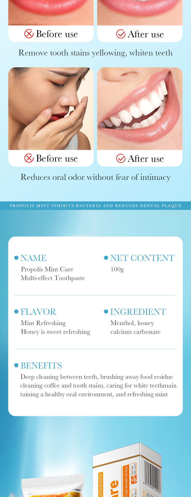 Mint Toothpaste100gSADOER Propolis Sea Salt Ginger Cleans Tartar Strengthens Teeth  Wholesale