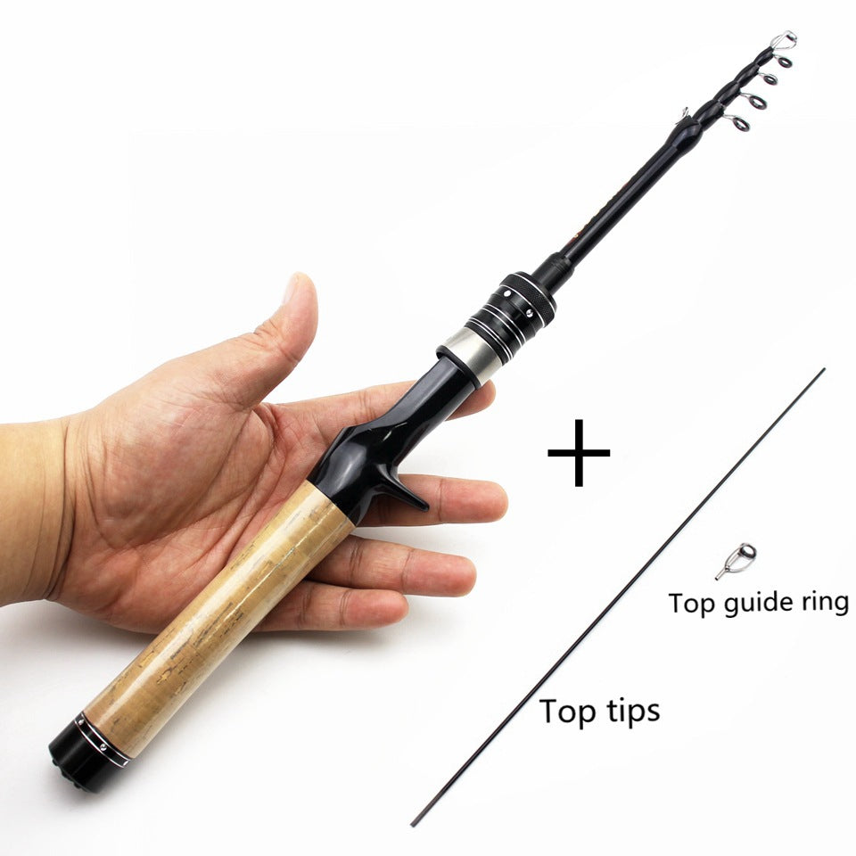 Portable Telescopic Lure Rod ul European and American Style Carbon Fiber Short Section Fishing Rod with Cork Handle