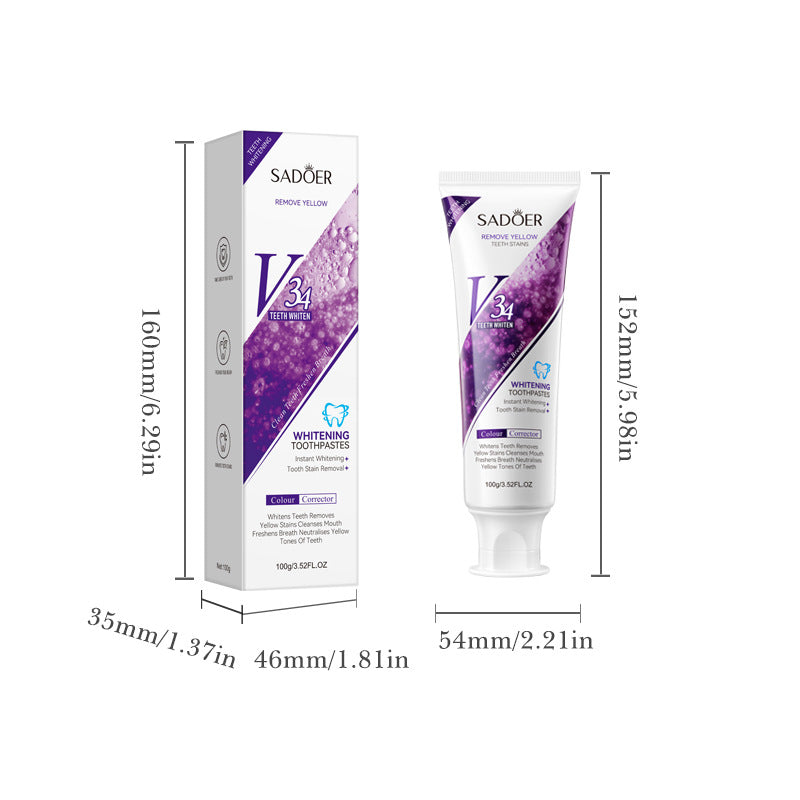 V34Whitening Toothpaste SADOER Clean Tartar Brightening Toothpaste  Wholesale