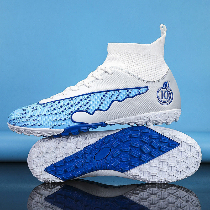 New Professional Football Shoes Boys High Top Youth Students Competition Training AG Long Spike Broken Spike Sneakers