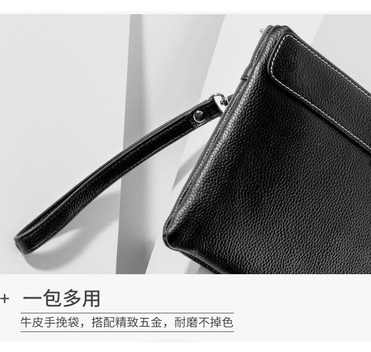 Genuine Leather Clutch Bag with Password Lock, Business Handbag, Casual Large Capacity Pure Top Layer Cowhide Men's Clutch