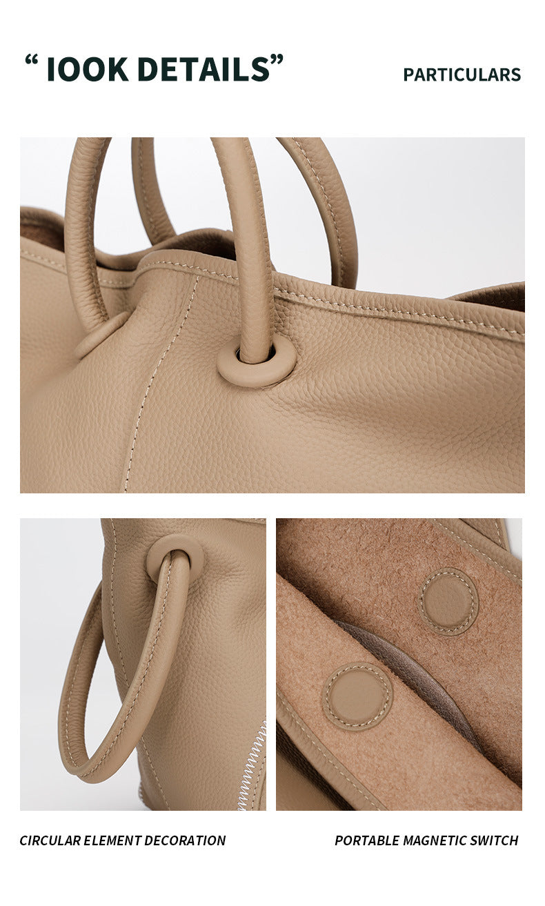 Niche Design Commuter Basket Handbag Tote Bag2024New style lazy style single shoulder bag, soft leather crossbody bag for women