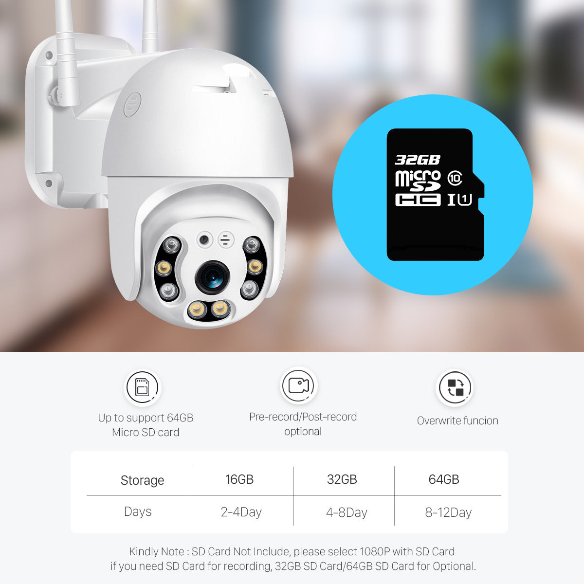V380Outdoor Wireless Surveillance Camera A6Outdoor Waterproof Surveillance Dome Camera HD Full Color Night Vision Camera