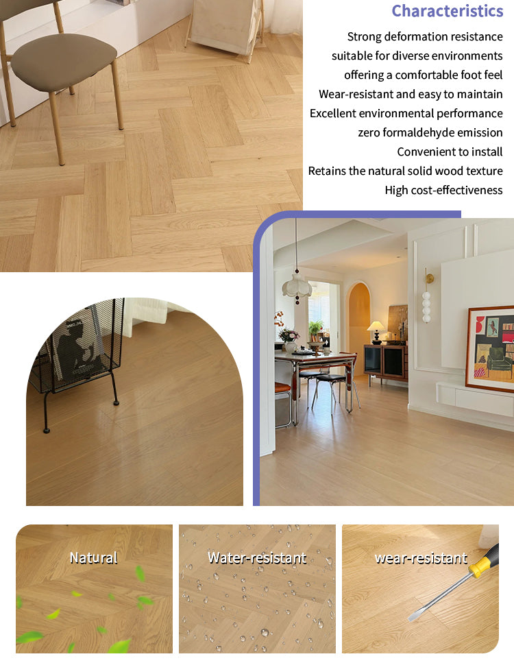 Custom Engineered Solid Wood Oak Hardwood Flooring Premium Three Layer Waterproof Flooring Outdoor Use Park Villas Offices