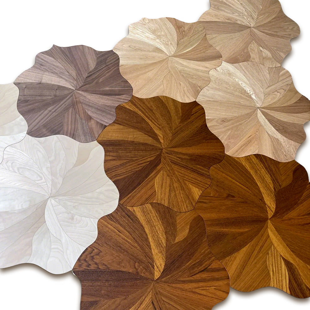 Lotus-Pattern Oak Parquet Engineered Hardwood Flooring Click Lock 3-Year Warranty Modern Design for Luxury High-end Spaces