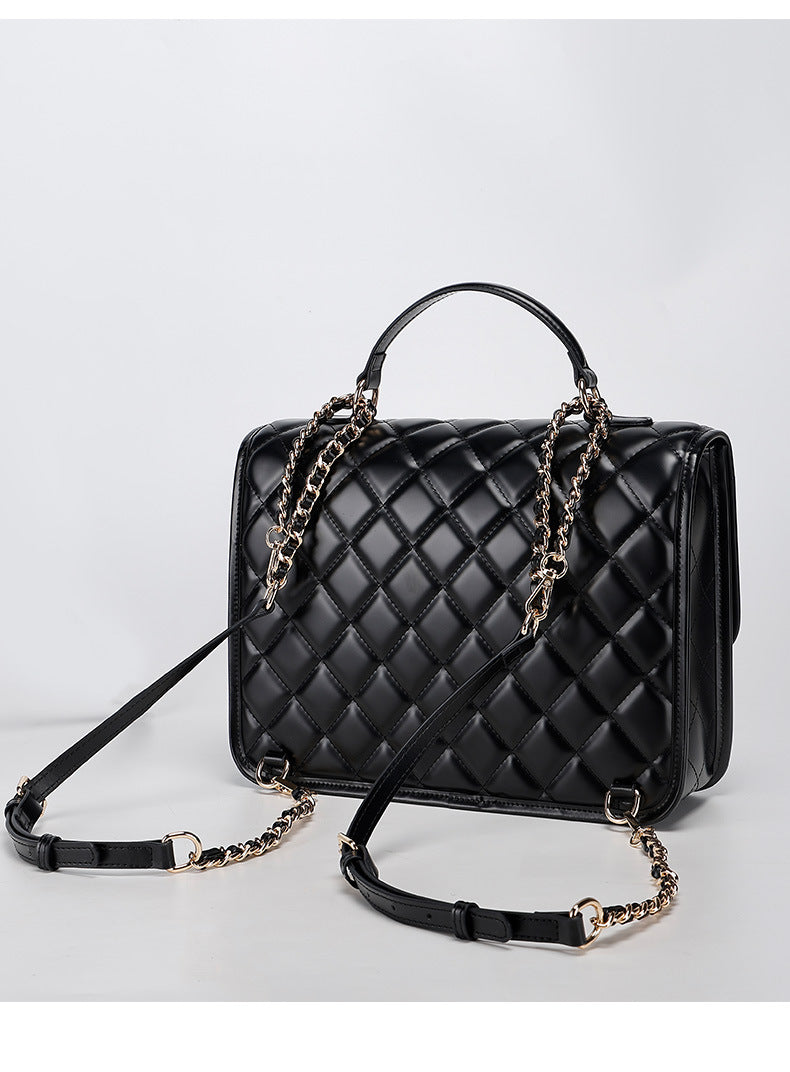 Quilted Pattern Light Luxury Fashion Niche Academy Style2024Versatile Little Chanel Style Quilted Chain Handbag and Backpack for Women
