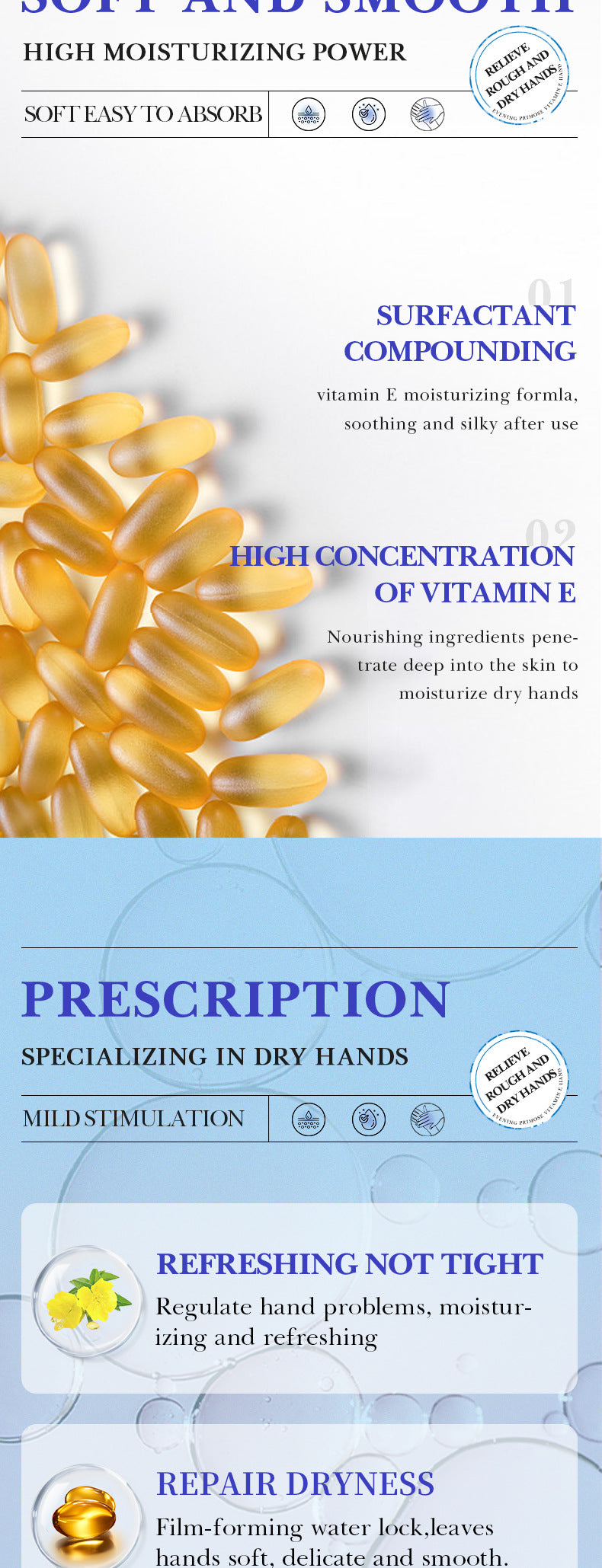 All English Vitamins E Hand cream SADOER Evening Primrose Hydrating Moisturizing Anti-Chapped  Wholesale