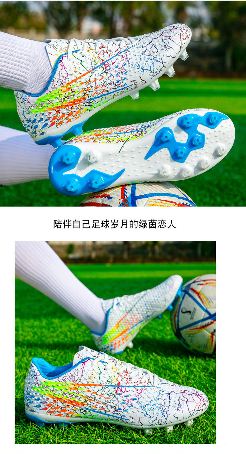 New professional football shoes for men and women AG Long Spike Colorful Multi-Color Youth Student Grass Competition Training Shoes