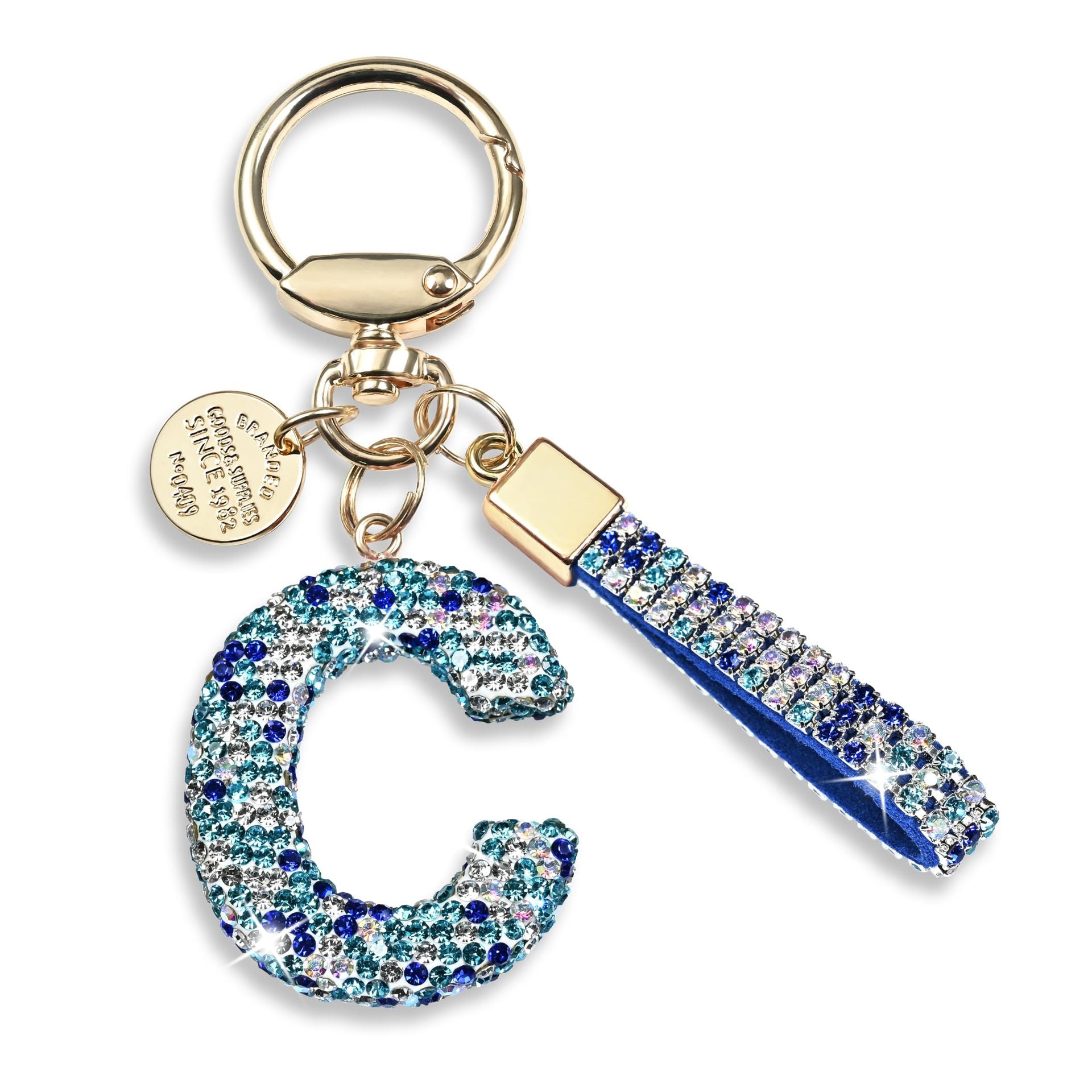 Inlaid Diamond Letter Keychain High-end Gift Pendant for Women Shiny Letter Pendant Wristband Phone Chain Keychain