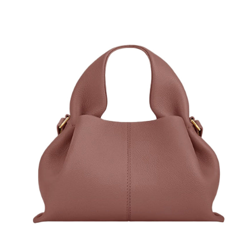pole Cloud Handbag Genuine Leather Light Luxury French Niche Versatile Dumpling Bag European and American Retro High-Quality Texture Crossbody Bag