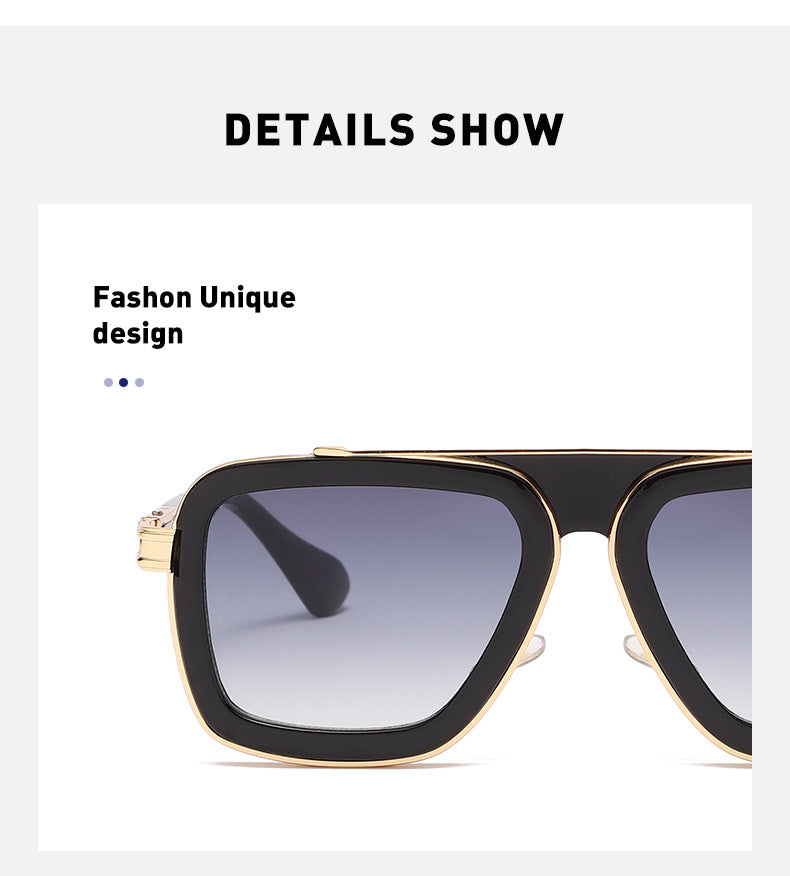 European and American Retro Square Frame Sunglasses for Men, Trendy European and American Punk Style, Internet Celebrity Same Style Sunglasses for Women ins Wind shades